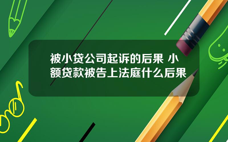 被小贷公司起诉的后果 小额贷款被告上法庭什么后果